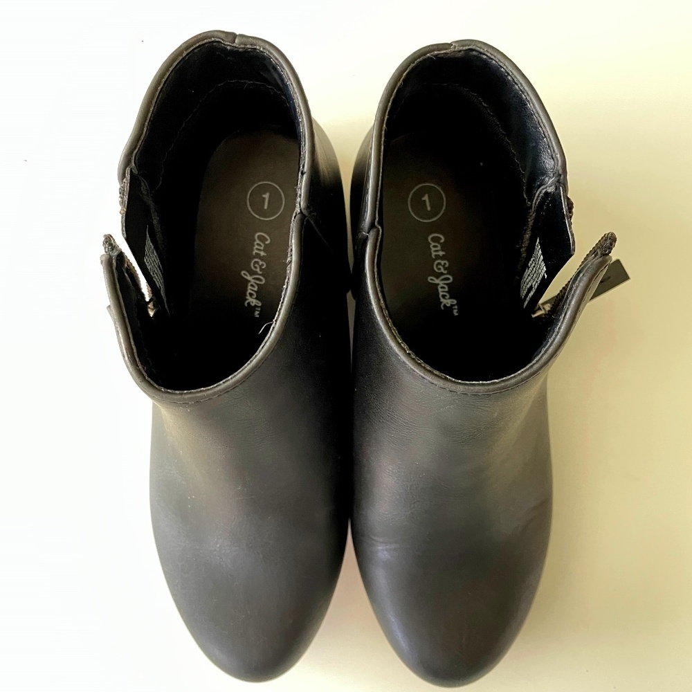 Cat & Jack Jani Black Fashion Ankle Boots Girls Size 1